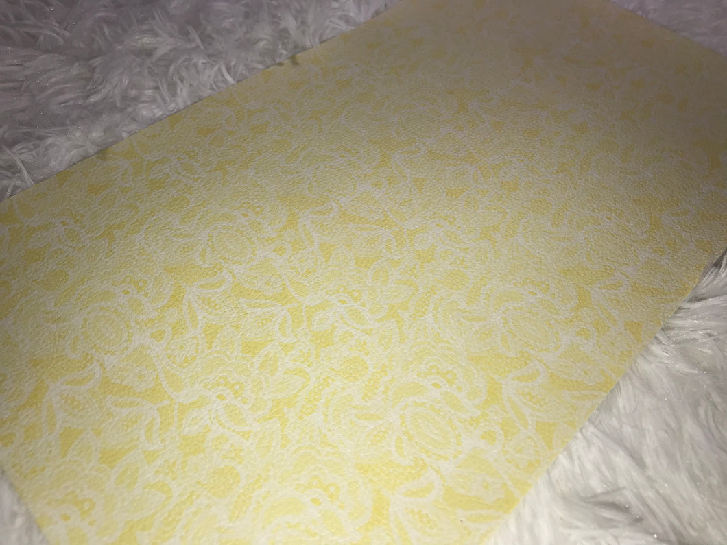 Yellow Floral Faux Leather Sheet