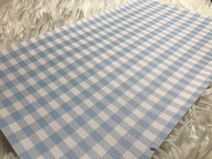 Blue Plaid Print Faux Leather (Thin Stripes)