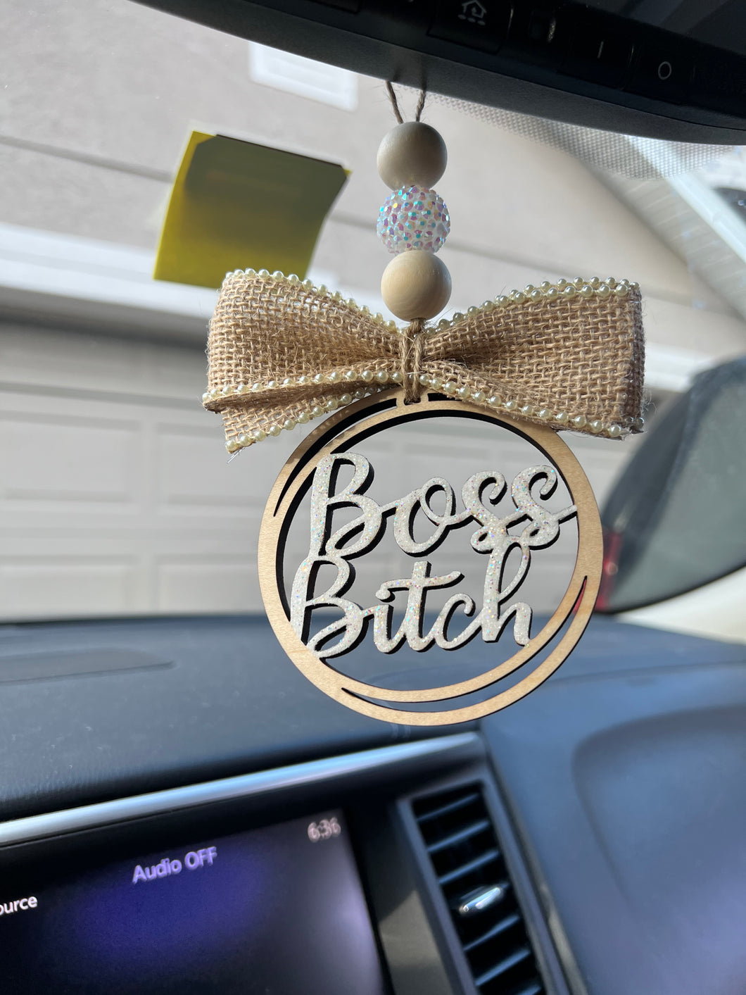 Boss Bitch Wooden Car Charm