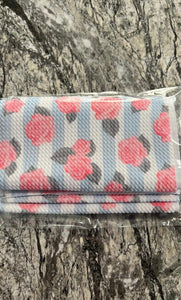 Pink Roses with Blue And White Striped Bullet Texture Liverpool  Fabric