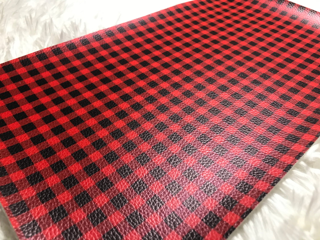 Buffalo Plaid Red White Faux Leather