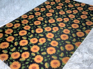 Sunflowers Black Background Jelly Faux Leather Sheet