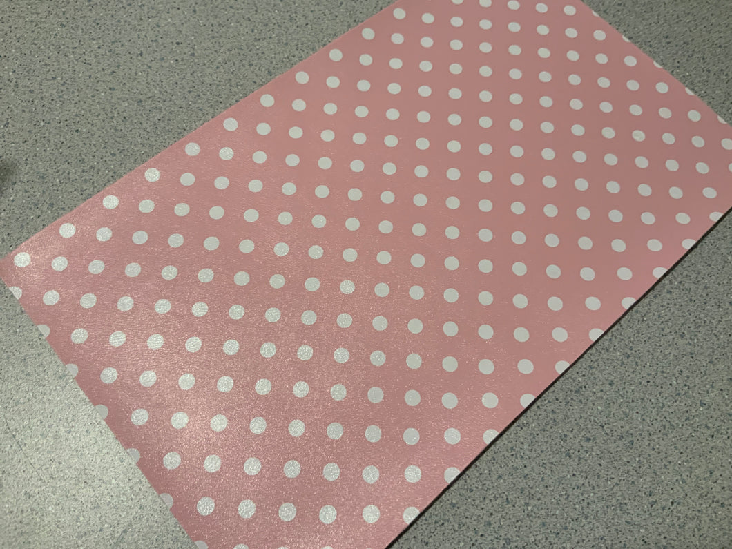 Pink Polka Dots Large Faux Leather