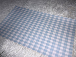 Blue Plaid Print Faux Leather (Thin Stripes)