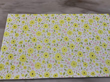 Load image into Gallery viewer, Yellow And Pink Flowers With Green Stems Faux Leather Sheet
