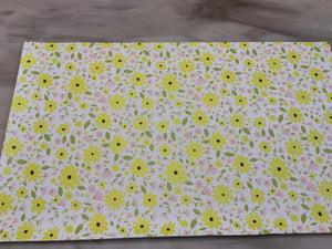 Yellow And Pink Flowers With Green Stems Faux Leather Sheet