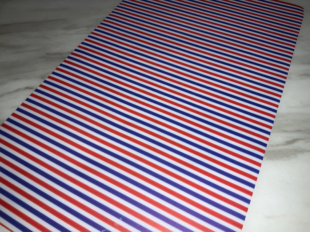 Red White and Blue Striped Jelly Faux Leather