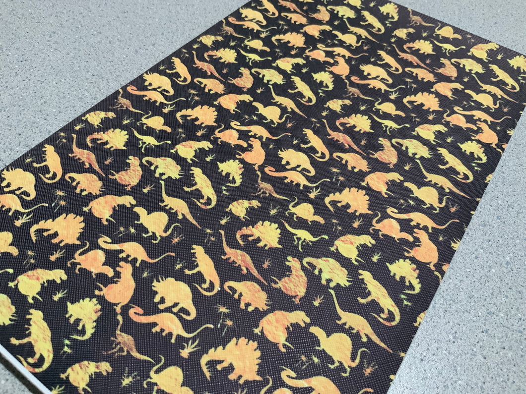 Gold Dinosaurs Ribbed Faux Leather Sheet