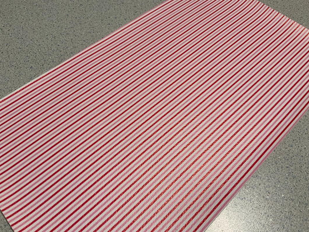 Pink and Red and white Stripes Faux Leather